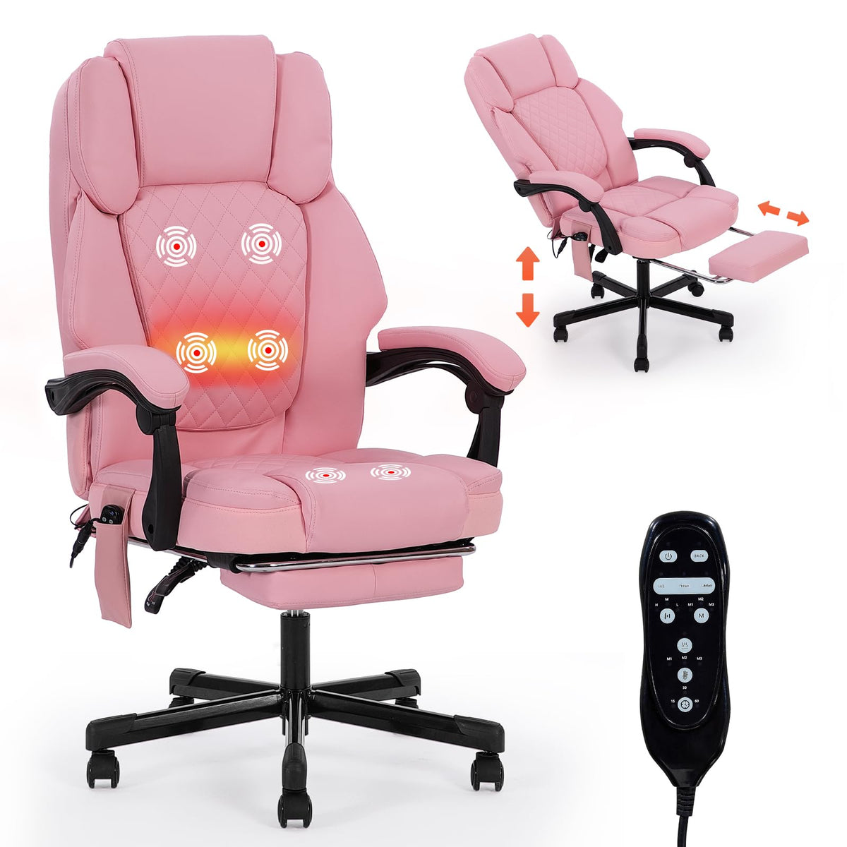 Zuacs Massage Office Chair With Heat 6 Vibration Points,High Back & Heat, Executive Desk Chair,Big And Tall Office Chair 400Lbs,