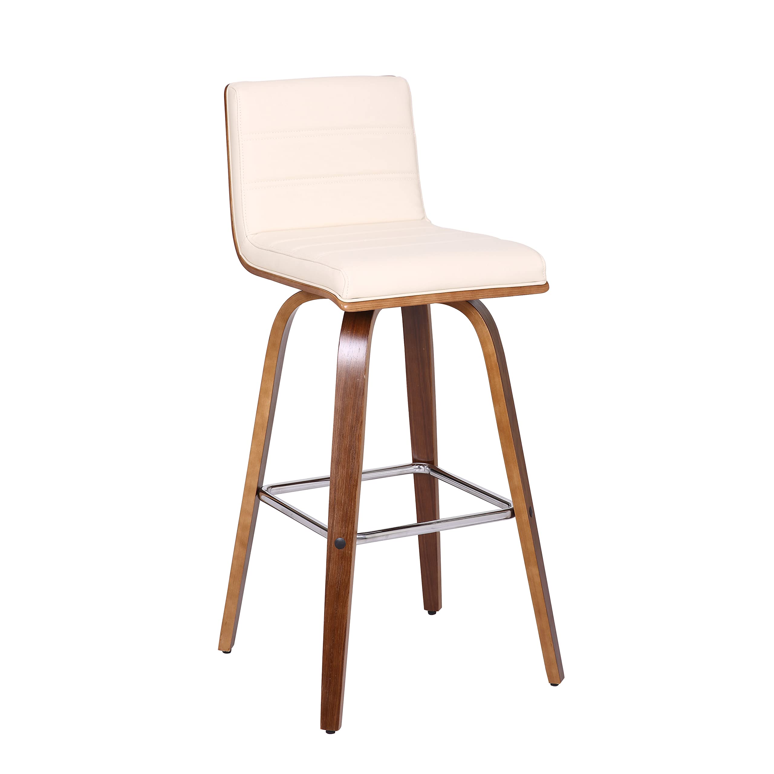 HomeRoots 30â€ Cream Faux Leather Wooden Swivel Bar Stool