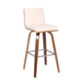 HomeRoots 30â€ Cream Faux Leather Wooden Swivel Bar Stool