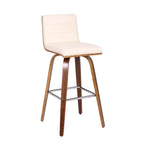 HomeRoots 30â€ Cream Faux Leather Wooden Swivel Bar Stool