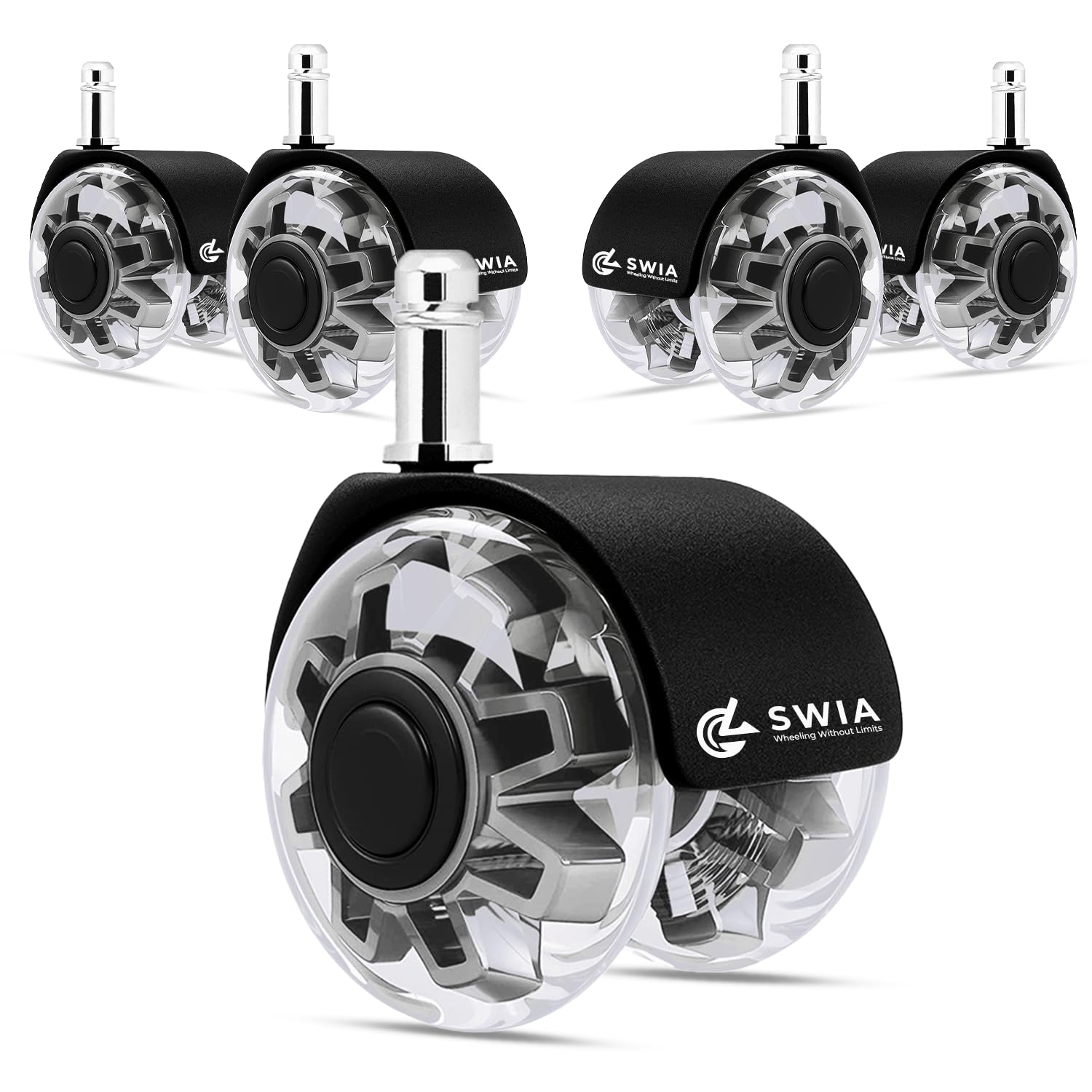 Premium 2 Inch Office Chair Caster Wheels (Set Of 5) - Heavy-Duty, Smooth Rolling, Safe For All Floors, Silent And Durable Repla