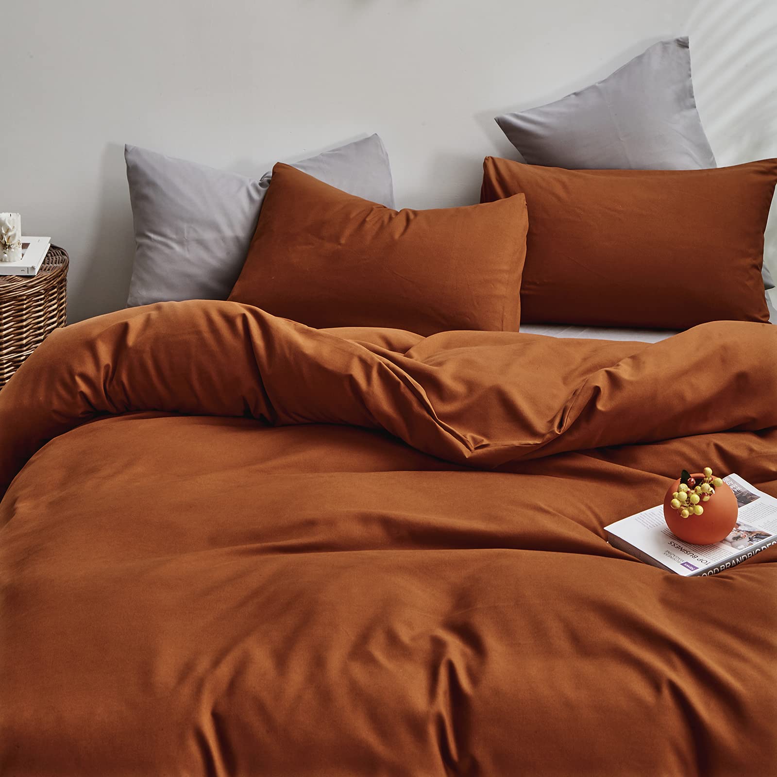 Houseri Burnt Orange Comforter Set Twin Kids Girls Boys 3 Pieces Terracotta Caramel Bedding Sets Rust Brown Comfy Soft Dusty Ora