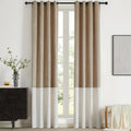 Bulbul Champagne Cream Ivory Color Block Window Curtains Panels 90 Inches Long Velvet Farmhouse Drapes For Bedroom Living Room D