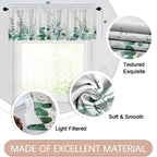 Emvency 2 Pack Valances Window Treatments, Green Eucalyptus Leaves Golden Leaf Blackout Drapes Adjustable Curtain Valances For W