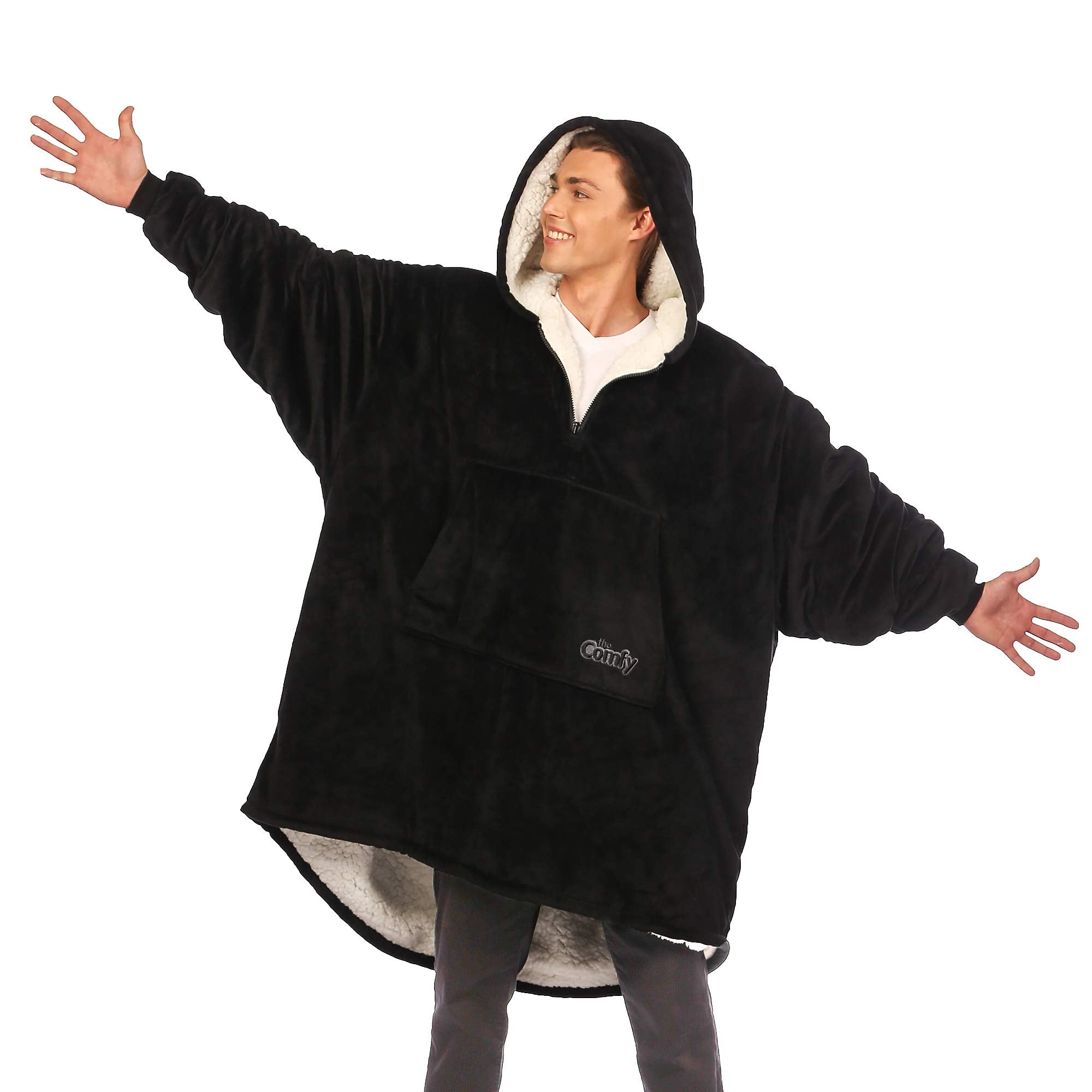 THE COMFY Original Quarter Zip | Oversized Microfiber & Sherpa Wearable Blanket with Zipper, Seen On Shark Tank, One Size Fits A