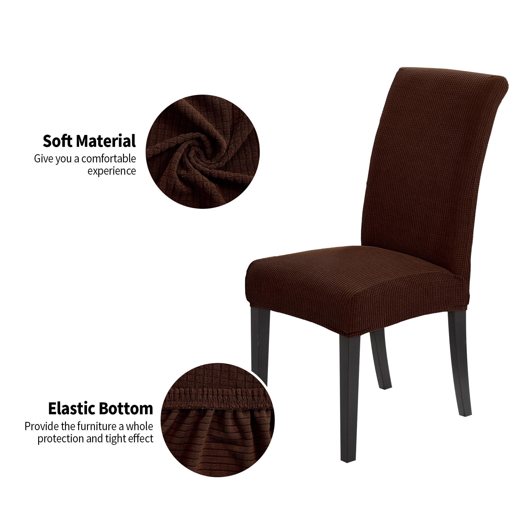 Joccun Chair Covers For Dining Room Set Of 6,Water Repellent Dining Chair Slipcovers Stretch Dining Room Chair Covers Seat Protector,Washable Parsons Chair Cover For Home,Hotel(Chocolate,6 Pack)