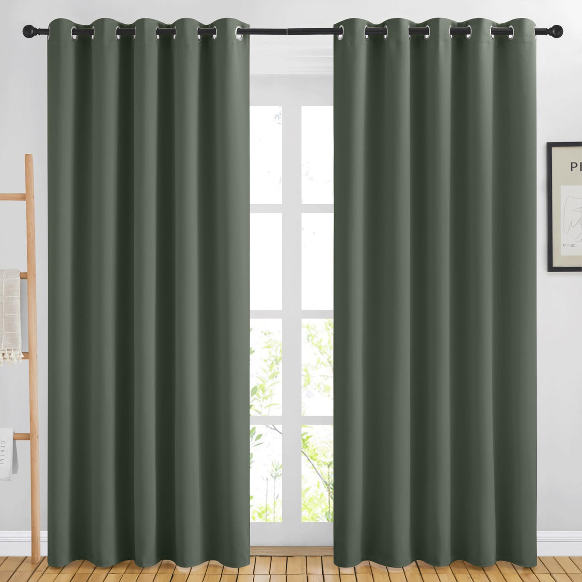 Nicetown Blackout Sliding Door Curtains 84 Inch Length 2 Panels - Thermal Insulated Solid Grommet Room Darkening Window Treatmen