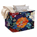 Modern Floral Foldable Laundry Basket Hamper with Handles, 56L Large Capacity Toy Storage Organizer, Collapsible Clothes Hamper 