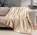 Vonty Satin Throw Blanket Taupe Satin Blankets 50X60 Inches(With Small Flowers), Cooling & Silky Throw Blanket Wrinkle-Free Cabl