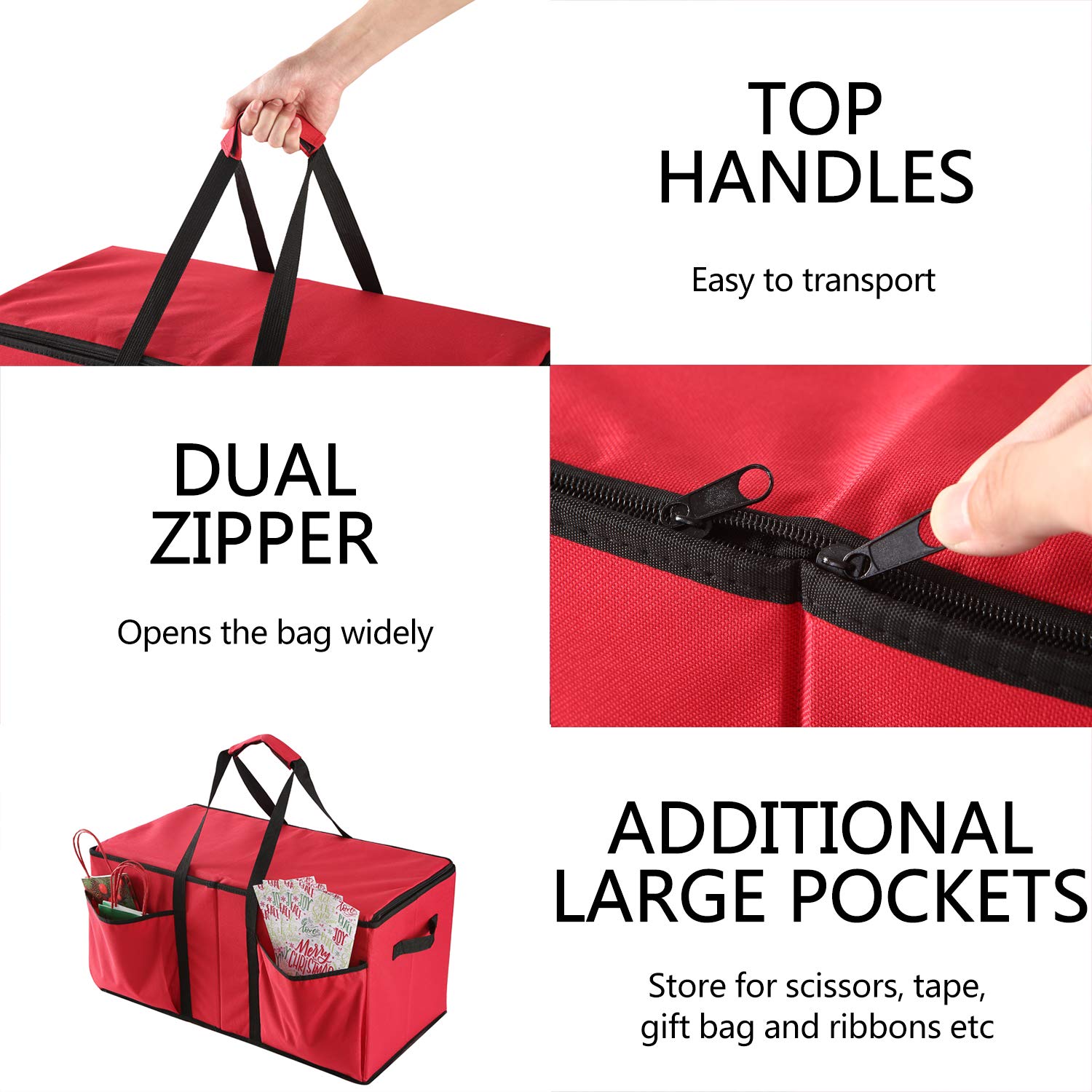 Sattiyrch Christmas Ornament Storage Box With Dual Zipper Closure - Box Contributes Slots For 128 Holiday Ornaments 3-Inch