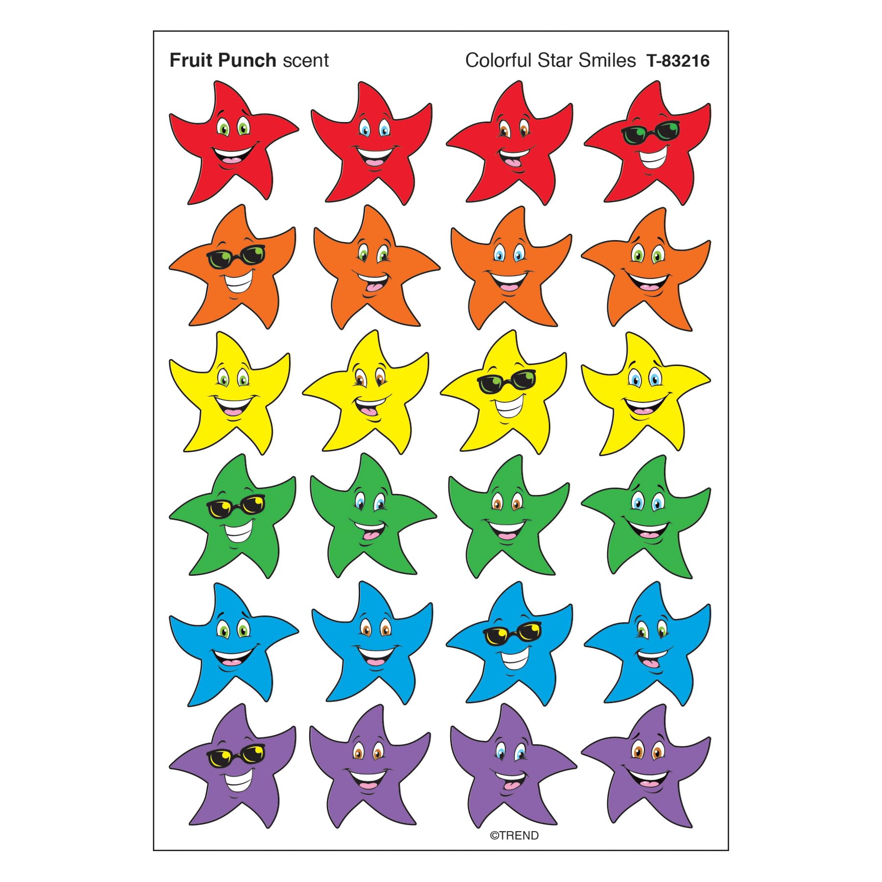 Trend Colorful Star Smiles/Fruit Punch Stinky Stickers, Classroom Incentives, 96 Count