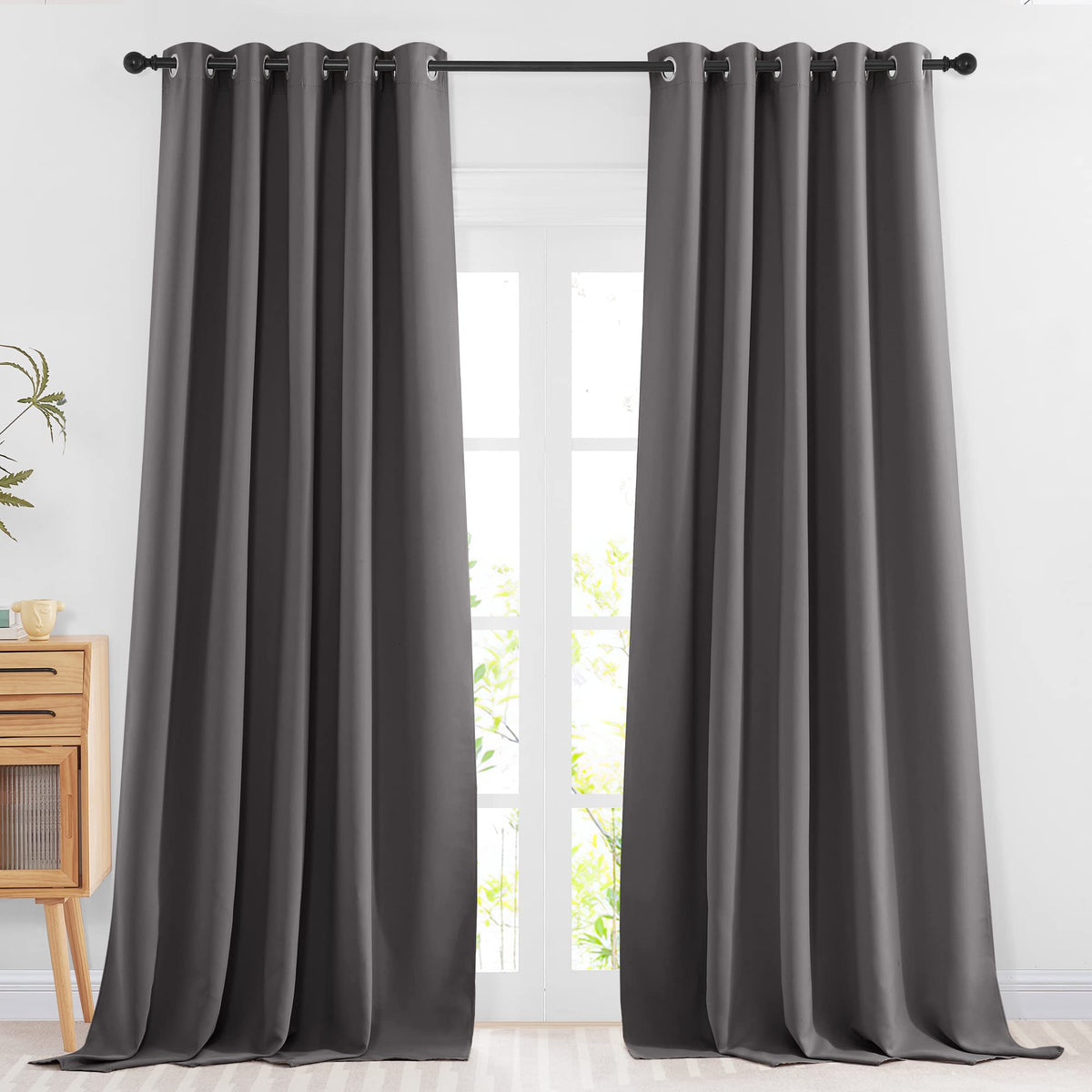 Nicetown Bedroom Blackout 102 Inch Curtains For Sliding Glass Door - Grommet Thermal Insulated Solid Luxury Window Treatments So