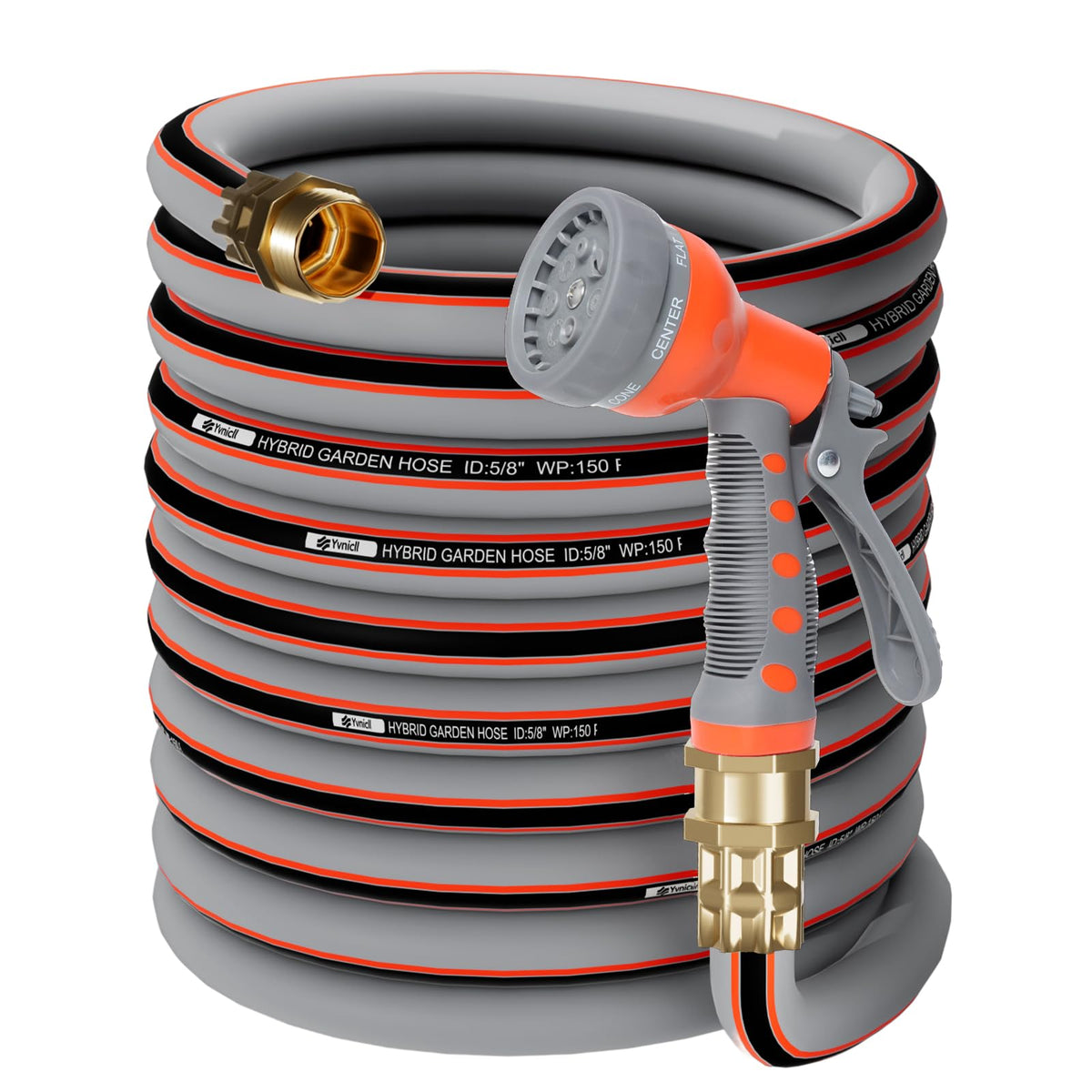 Yvnicll Garden Hose 50 Ft 5/8,Rubber Water Hose Heavy Duty, Hybrid Durable Flexible Hose,Lightweight No Kink Hose For Outdoor Ya