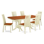 East West Furniture Naip7-Bmk-W Napoleon 7 Piece Room Set Consist Of A Rectangle Wooden Table With Butterfly Leaf And 6 Kitchen Dining Chairs, 40X78 Inch, Buttermilk & Cherry