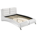 Coaster Home Furnishings Jeremaine Contemporary Leatherette Upholstered Eastern King Size Sleigh Bed Frame Platform Bed 40-inch Headboard White 300345KE