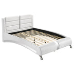 Coaster Home Furnishings Jeremaine Contemporary Leatherette Upholstered Eastern King Size Sleigh Bed Frame Platform Bed 40-inch Headboard White 300345KE