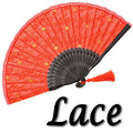 OMyTea Sexy Lace 8.66(22cm) Women Hand Held Folding Fans with Bamboo Frame - with a Fabric Sleeve for Protection for Gifts - Chi