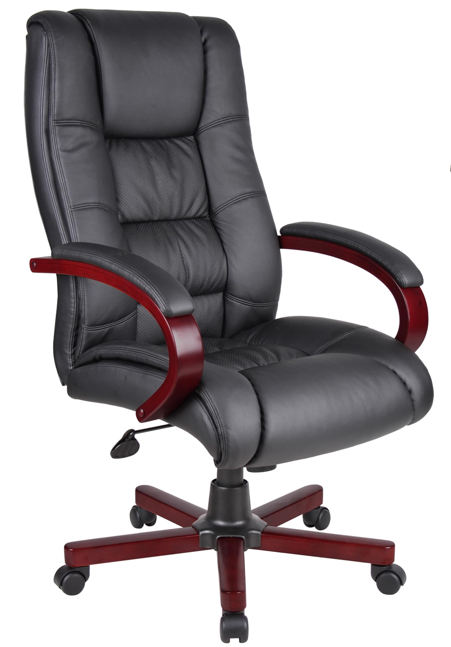 Boss Office Products High Back Executive Chair, Black/Mahogany