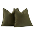 Miulee Pack Of 2 Olive Green Decorative Pillow Covers 16X16 Inch Soft Chenille Couch Throw Pillows Farmhouse Cushion Covers With