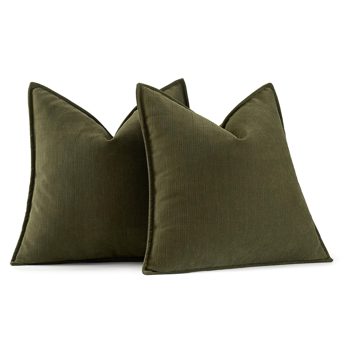 Miulee Pack Of 2 Olive Green Decorative Pillow Covers 16X16 Inch Soft Chenille Couch Throw Pillows Farmhouse Cushion Covers With