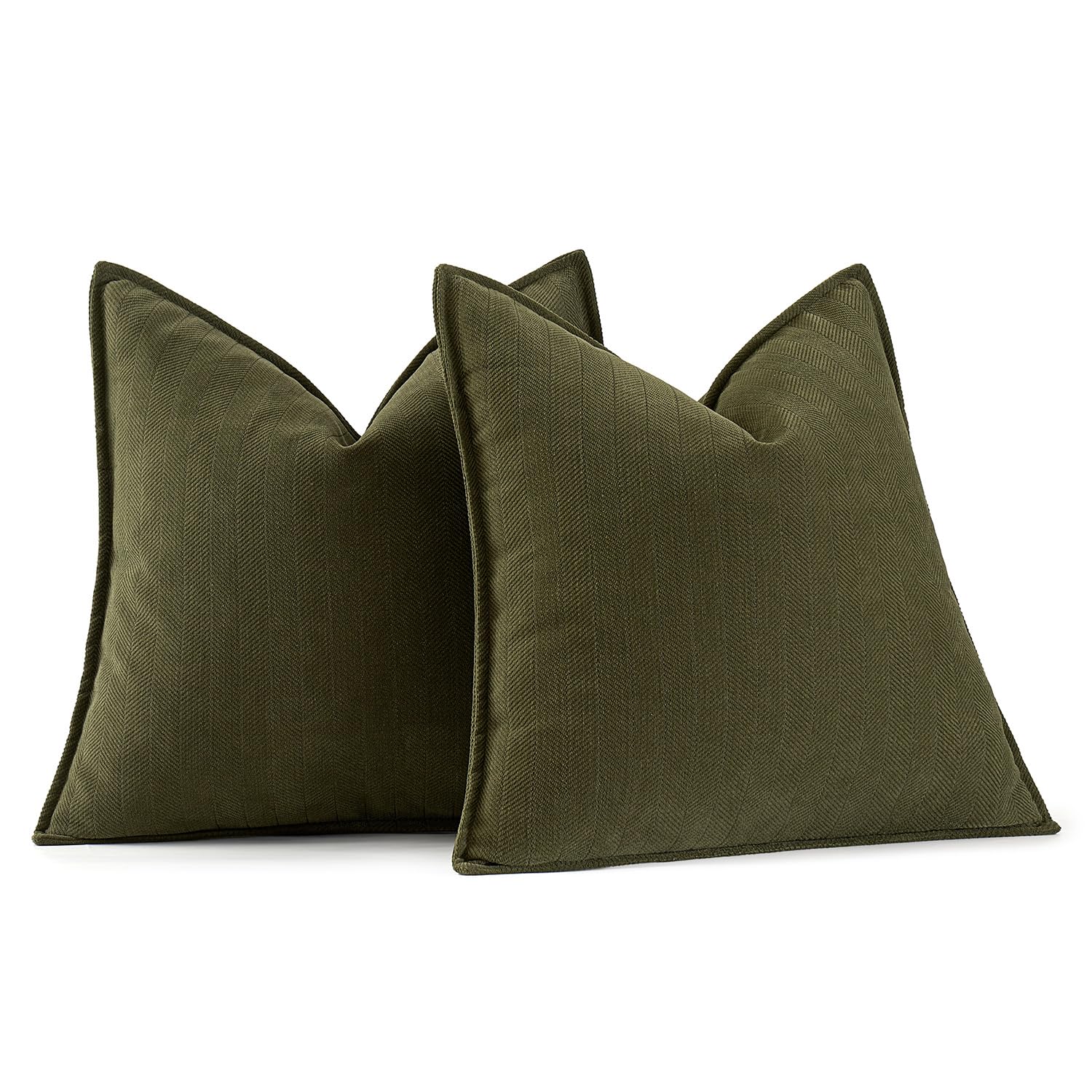 Miulee Pack Of 2 Olive Green Decorative Pillow Covers 16X16 Inch Soft Chenille Couch Throw Pillows Farmhouse Cushion Covers With