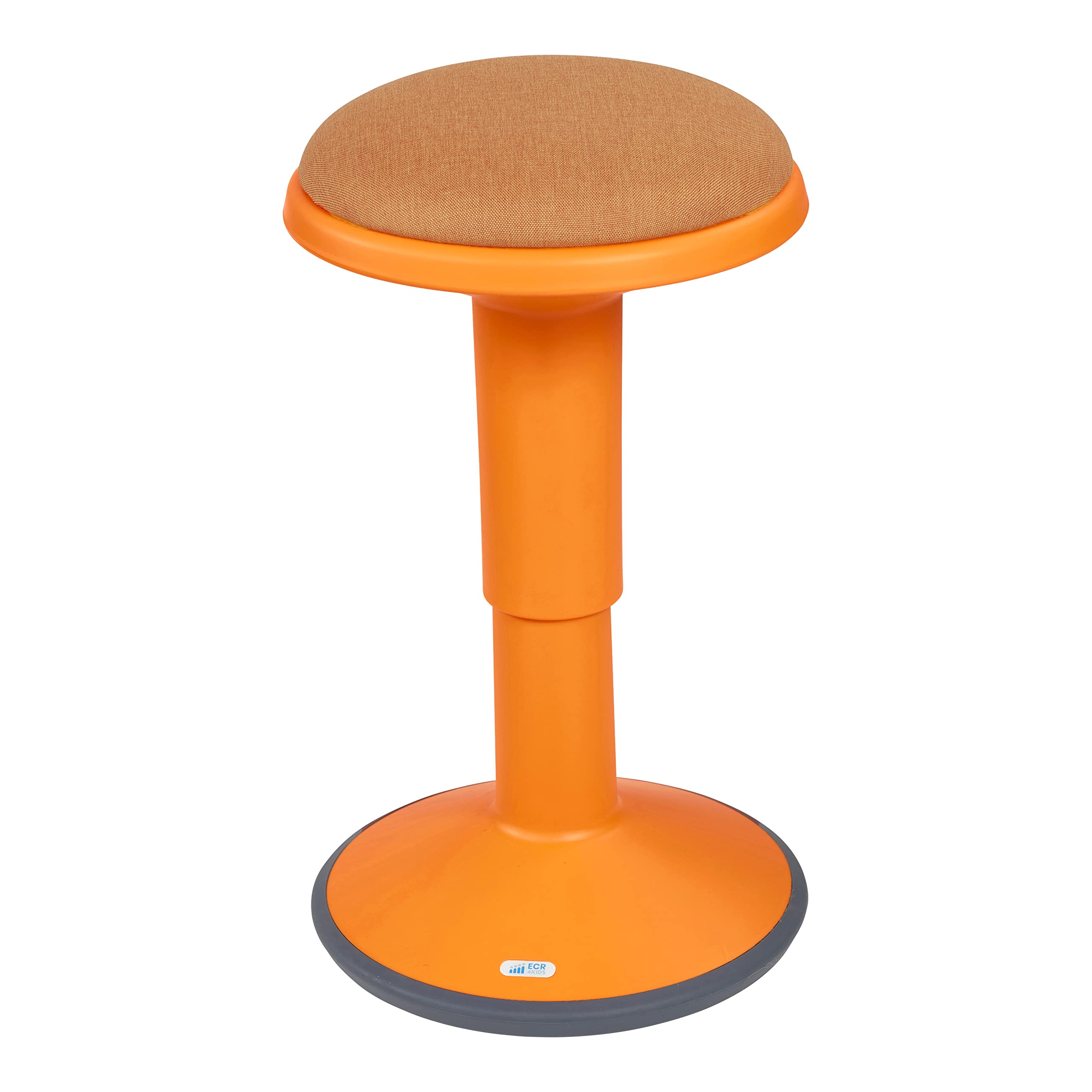 ECR4Kids Sitwell Wobble Stool with Cushion, Adjustable Height, Active Seating, Orange