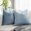 Quafoo Light Blue Couch Velvet Throw Pillow Covers 22X22 Inch Set Of 2 With Zipper Decorative Luxury Soft Solid Rectangle Cushio
