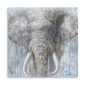 Yidepot Grey Blue Elephant Wall Decor - Wild Animals Canvas Elephants Print 24x24inch for Bedroom Framed Ready to hang