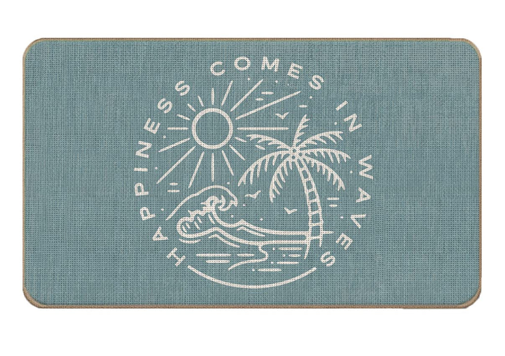 Lacosu Summer Beach House Happiness Comes In Waves Blue Rustic Door Mat Doormat,17'X30' Decorative Coastal Beach House Indoor