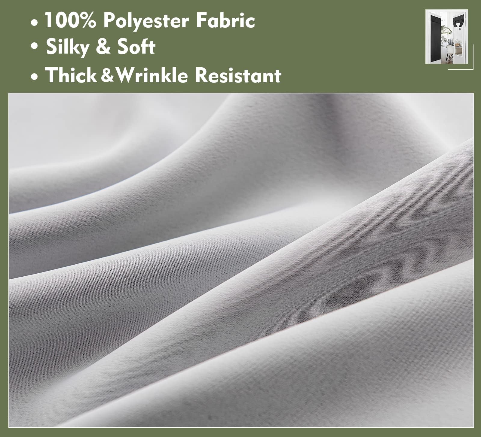 Pi Blackout Small Door Curtain,Privacy Thermal Insulated Door Window Curtain For Small Window/Small Front Door/Office 1 Panel (W26Xl20,Grey White)