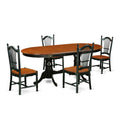 East West Furniture Pldo5-Bch-W 5 Piece Dining Room Table Set Includes An Oval Wooden Table With Butterfly Leaf And 4 Kitchen Dining Chairs, 42X78 Inch, Black & Cherry