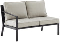 Crosley Furniture Clark Outdoor Sectional Left Side Loveseat, 2-Person Patio Couch for Deck, Backyard, Matte Black with Taupe Cushions