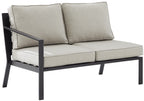 Crosley Furniture Clark Outdoor Sectional Left Side Loveseat, 2-Person Patio Couch for Deck, Backyard, Matte Black with Taupe Cushions
