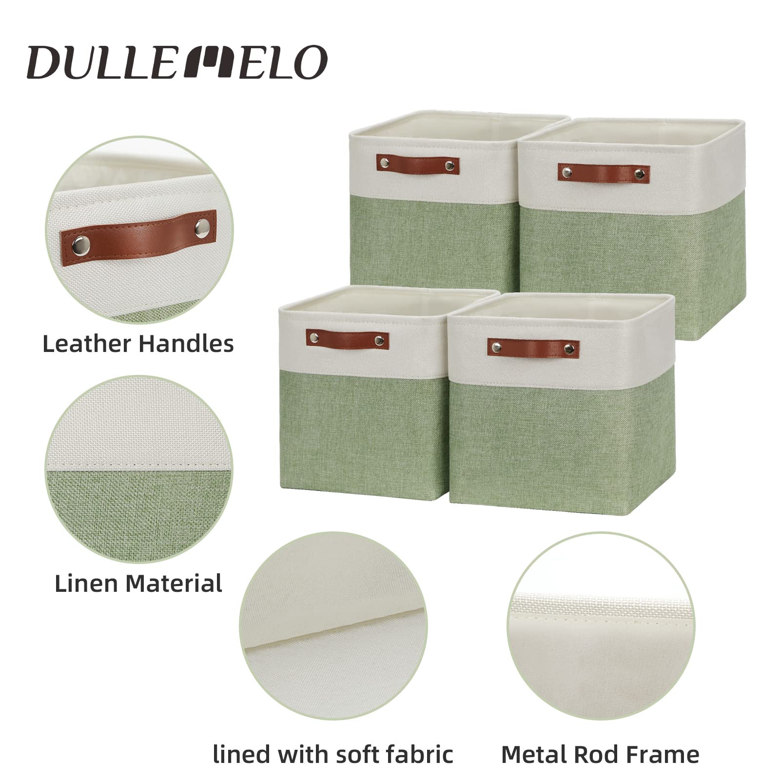Dullemelo Storage Baskets For Organizing, Fabric Storage Cubes For Dog Toy Box, 11 Inch Decorative Cube Storage Bins With Handle