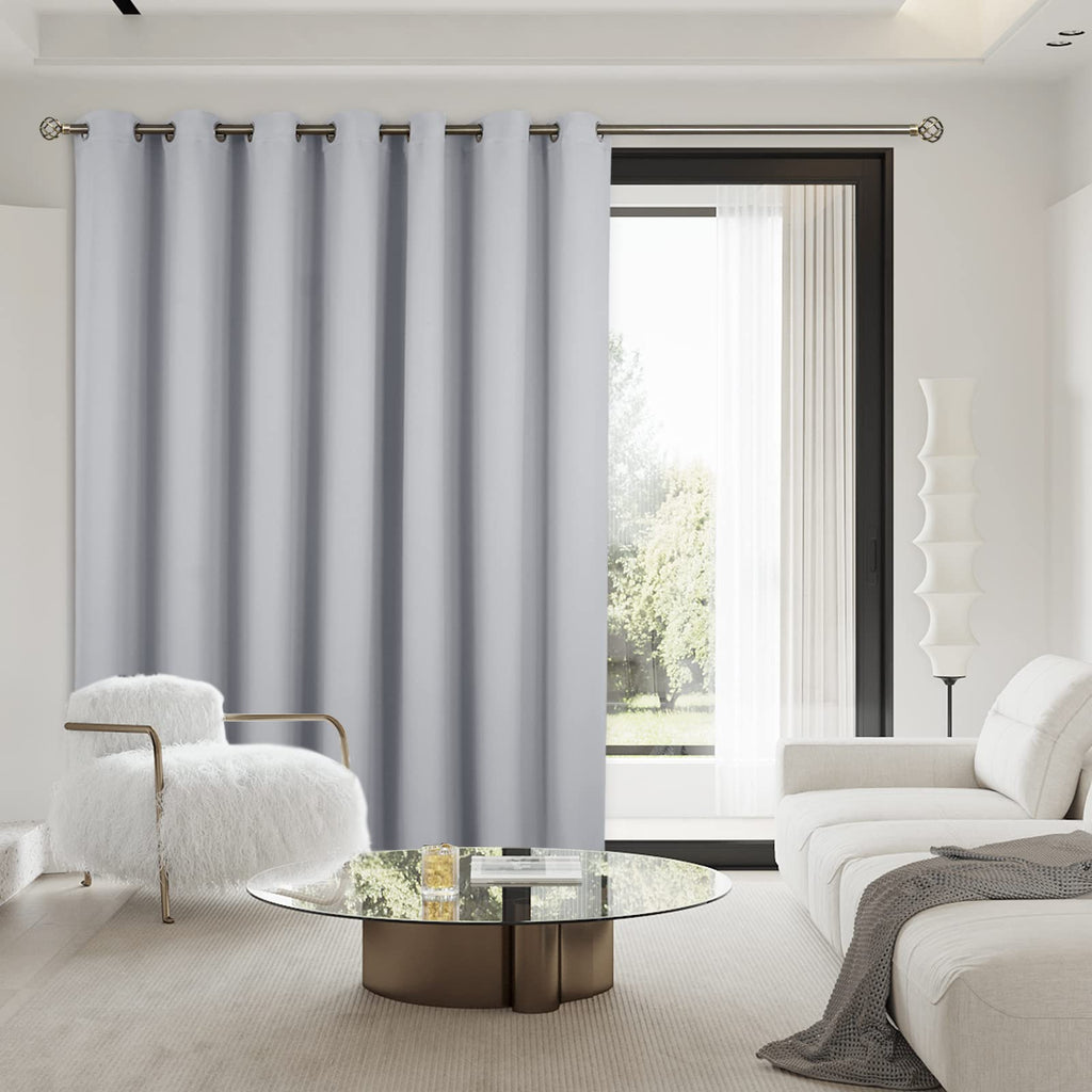 Bgment Fashion Sliding Door Curtain 100 X 96 Inches, Wide Thermal Blackout Curtains Room Darkening Room Divider Window Curtain, 1 Panel, Light Grey, 96 Length X Wide 100