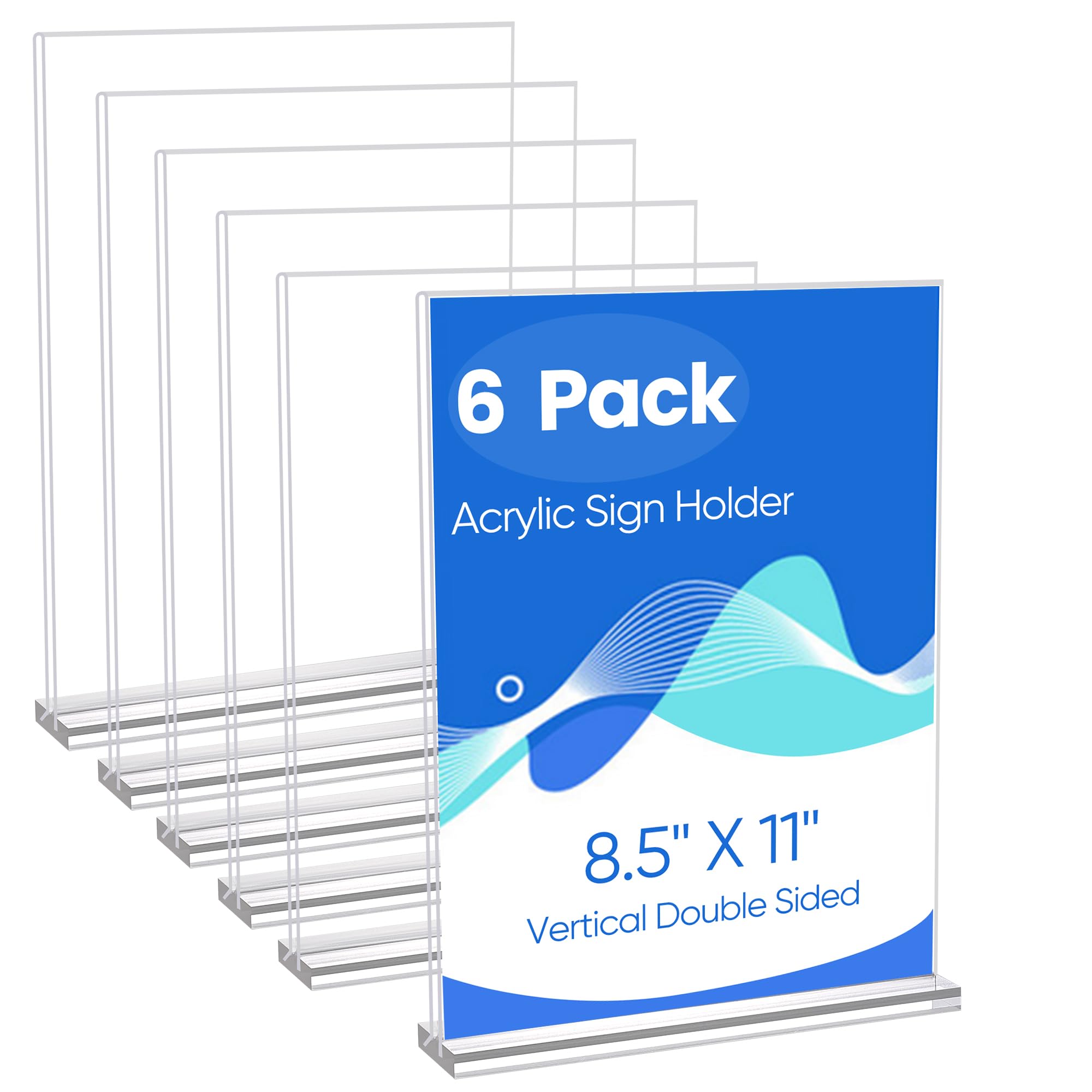 Zongxing 6 Pack Acrylic Sign Stands 8.5 X 11, Clear Double Side T Shape Acrylic Table Signs For Displaying, Flyer Holder Paper C