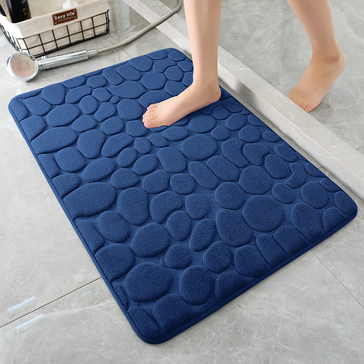 YIHOUSE Memory Foam Bath Mat Cobblestone Bathroom Rugs Super Water Absorbent Bath Mats for Bathroom Machine Washable Bath Rugs(2