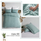 Mildly Super Soft Duvet Cover - 100% Washed Microfiber Grayish Teal Comforter Cover Set 3 Pieces With Zipper Closure & Corner Ti