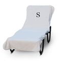 Luxury Hotel & Spa Monogrammed Pool Chaise Lounge Cover, Block Letter Embroidered - Extra Absorbent 100% Turkish Cotton- Soft Terry - Hotel-Style, Standard Size 90' X 29' - White - Black Letter S