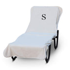 Luxury Hotel & Spa Monogrammed Pool Chaise Lounge Cover, Block Letter Embroidered - Extra Absorbent 100% Turkish Cotton- Soft Terry - Hotel-Style, Standard Size 90' X 29' - White - Black Letter S