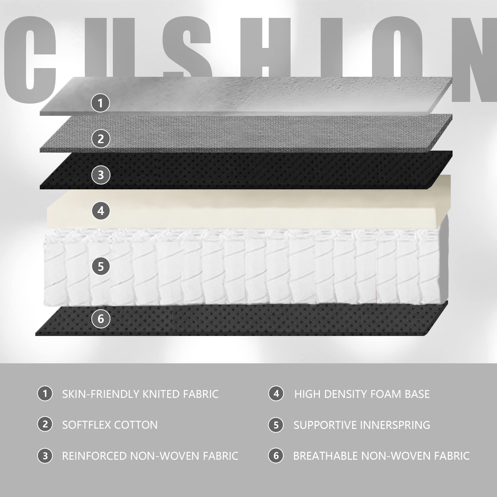 Dowinx Gaming Chair Fabric With Pocket Spring Cushion, Massage Game Chair Cloth With Headrest, Ergonomic Computer Chair With Footrest 290Lbs, Light Grey