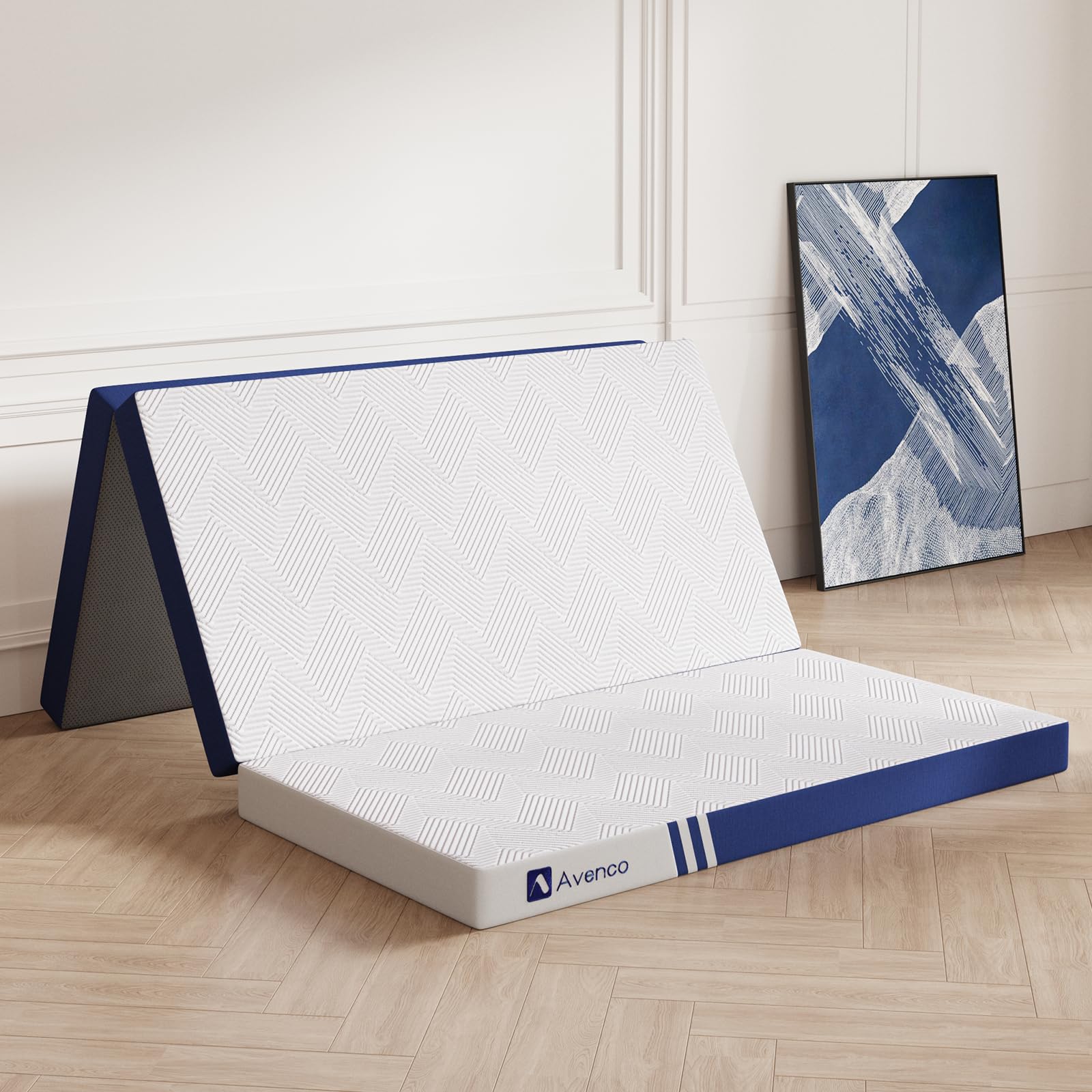 Avenco Folding Mattress Queen, Trifold Mattress 4 Inch Memory Foam for Guest Room/Caravan/Camping/Travel Mattress, Tri Folding M