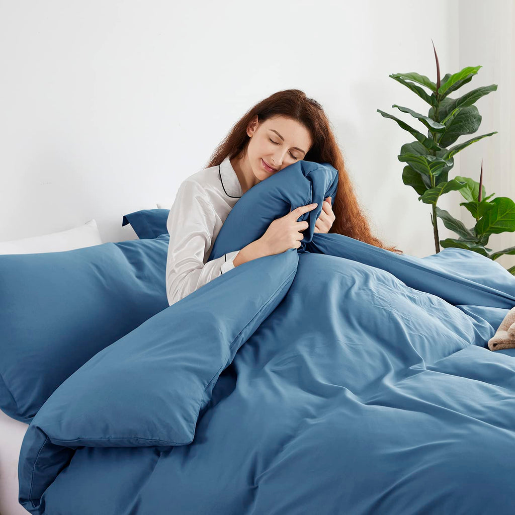 Nestl Blue Heaven Duvet Cover Full Size - Soft Double Brushed Full Size Duvet Cover Set, 3 Piece, With Button Closure, 1 Duvet C