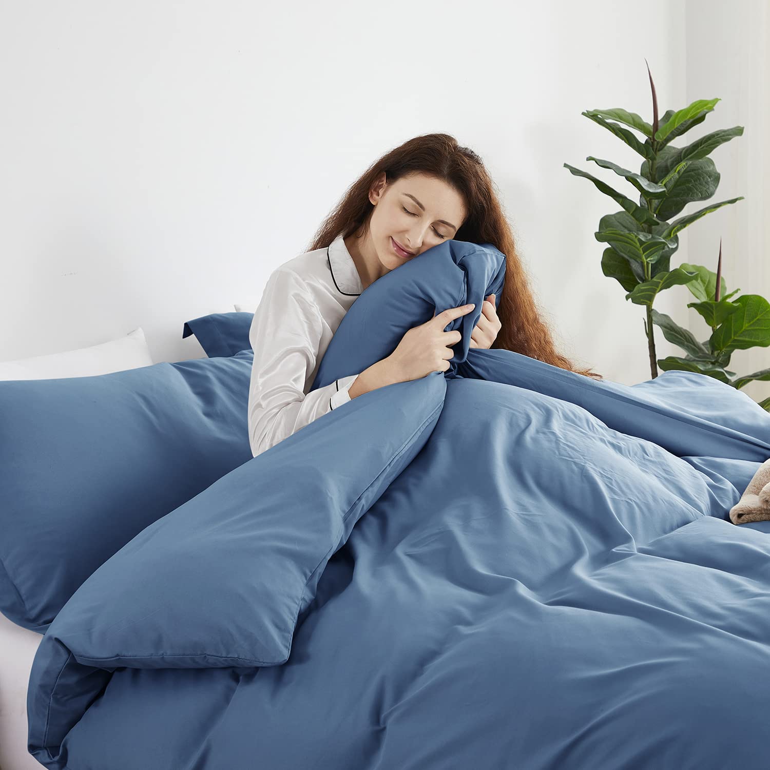 Nestl Twin Duvet Cover Set - Soft Double Brushed Blue Heaven Duvet Cover Twin/Twin Xl, 2 Piece, With Button Closure, 1 Duvet Cov