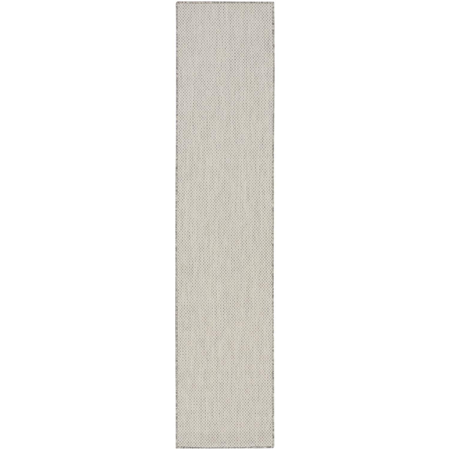Nourison Courtyard Indoor/Outdoor Ivory Silver 2'2' X 16' Area Rug, Easy Cleaning, Non Shedding, Bed Room, Living Room, Dining