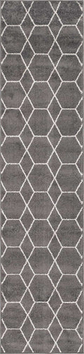 Unique Loom Trellis Frieze Collection Area Rug - Geometric (2 x 8 8 Runner, Dark Gray/ Ivory)