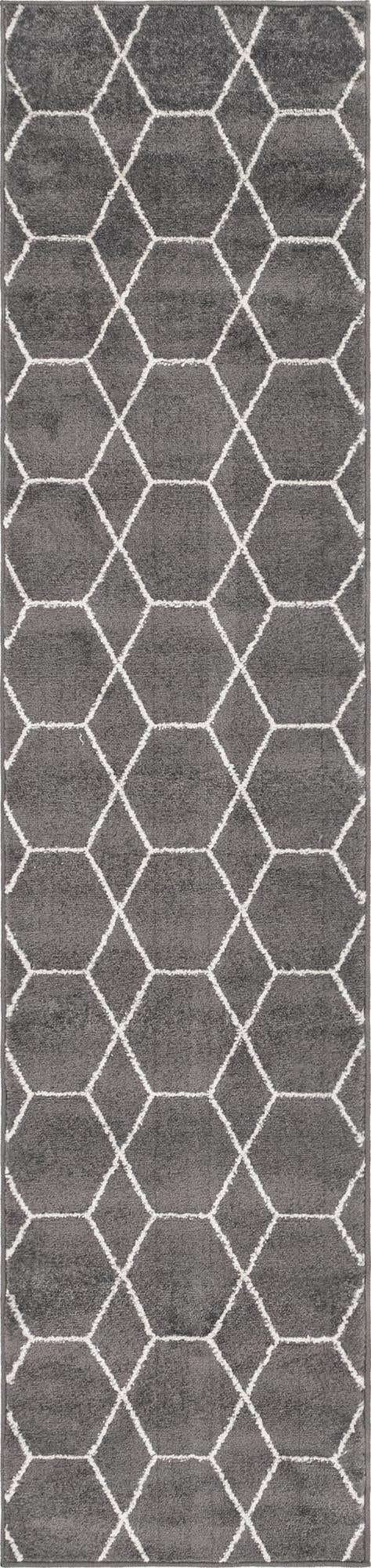 Unique Loom Trellis Frieze Collection Area Rug - Geometric (2 x 8 8 Runner, Dark Gray/ Ivory)