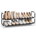 SONGMICS 2-Tier Shoe Rack, Shoe Storage for Hallway Closet, Slim and Space-Saving, Metal Frame, Non-Woven Fabric Shelves, Black 