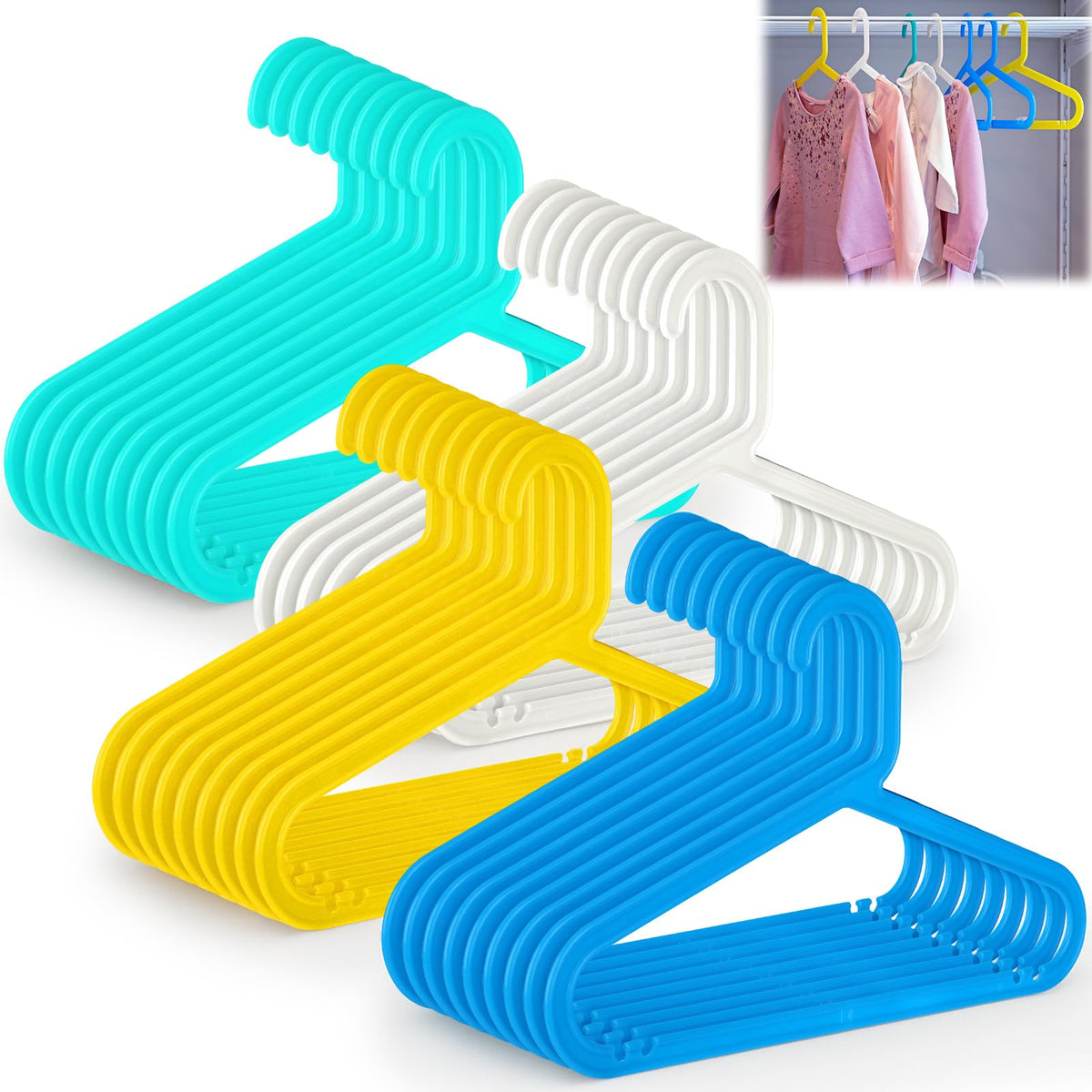 Thyle 36 Pcs Kids Plastic Hangers, 13 Inch Baby Clothes Hangers for Closet