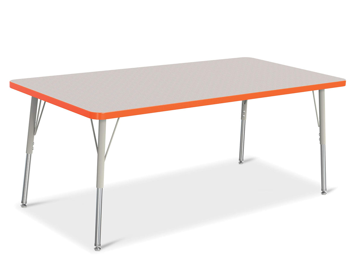 Jonti-Craft Berries 6408Jca114 Rectangle Activity Table, A-Height (24&quot;-31&quot; Adjustable Height), 30&quot; X 60&quot;, Gray/Orange/Gray